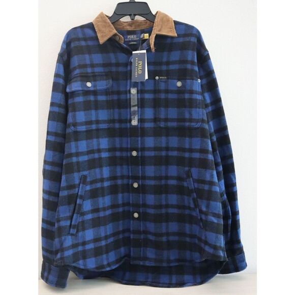Polo Ralph Lauren Men's Sz XL Blue Plaid Country Western Wool Blend Shacket $368 - Picture 1 of 7